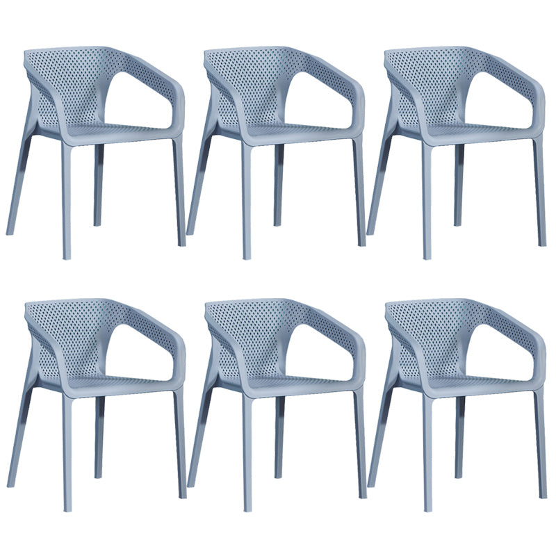 Modern Style Plastic Dining Armchair Open Back Stackable Dining Arm Chair
