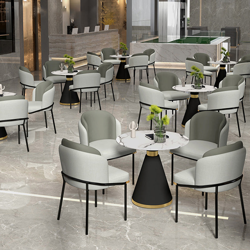 Industrial Style Home Side Chair Upholstered Dining Chair with Metal Leg