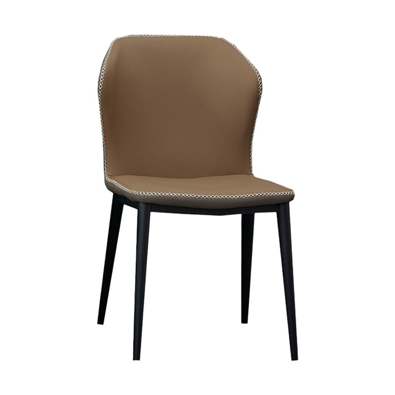 Metal Contemporary Dining Chair Metallic Finish Wingback Side Chair