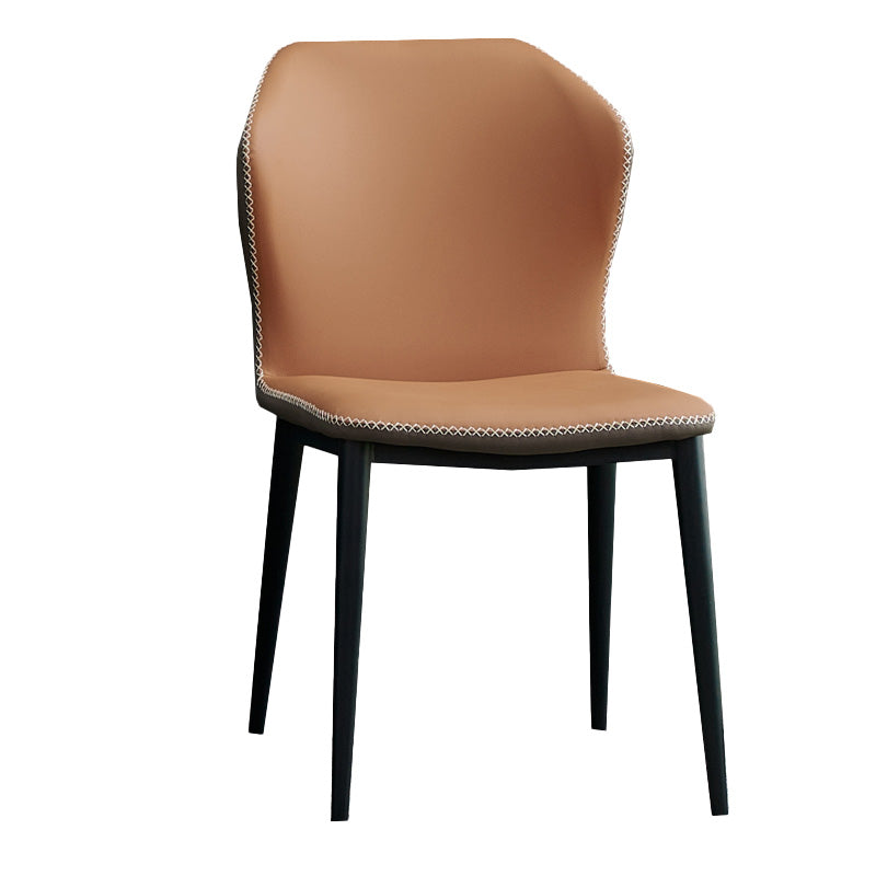 Metal Contemporary Dining Chair Metallic Finish Wingback Side Chair