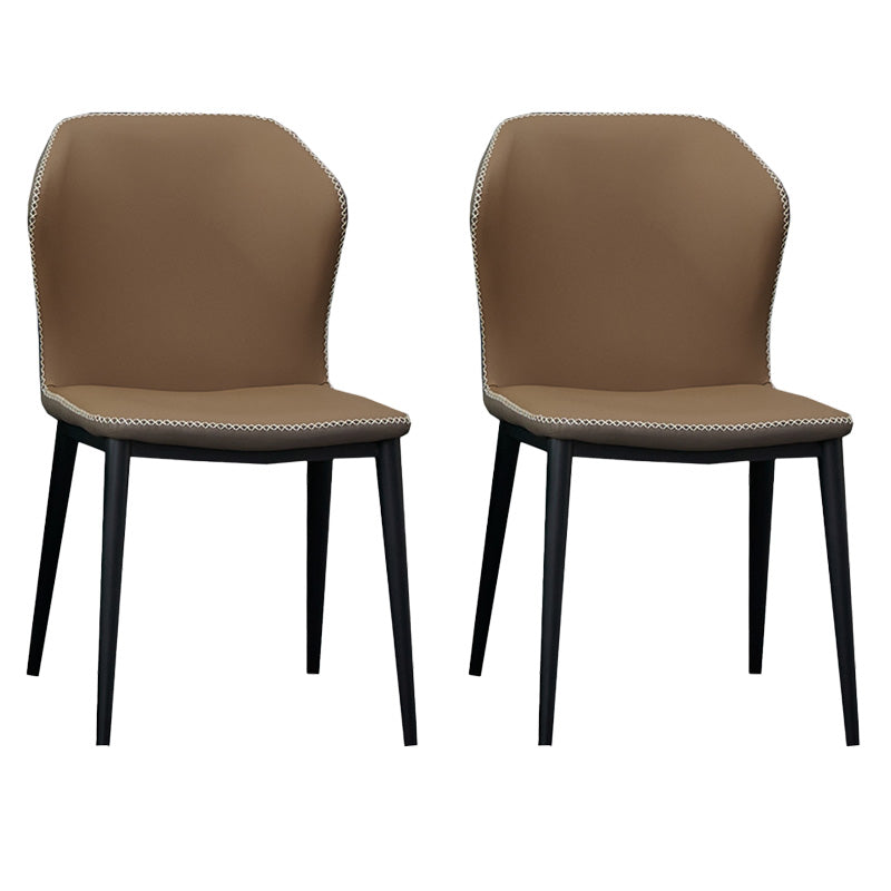 Metal Contemporary Dining Chair Metallic Finish Wingback Side Chair