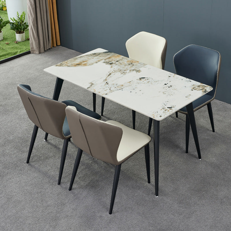 Metal Contemporary Dining Chair Metallic Finish Wingback Side Chair