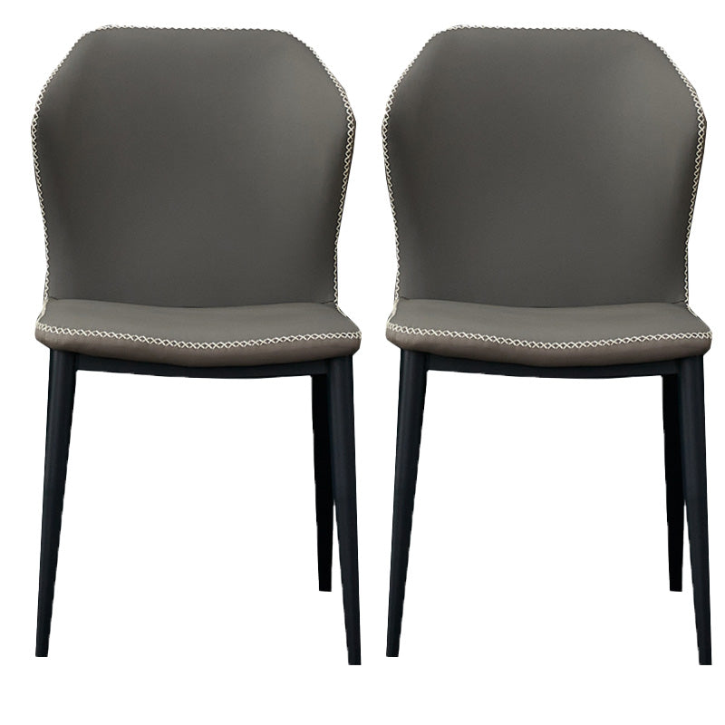 Metal Contemporary Dining Chair Metallic Finish Wingback Side Chair