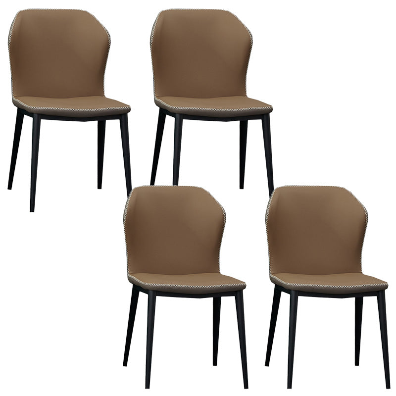 Metal Contemporary Dining Chair Metallic Finish Wingback Side Chair