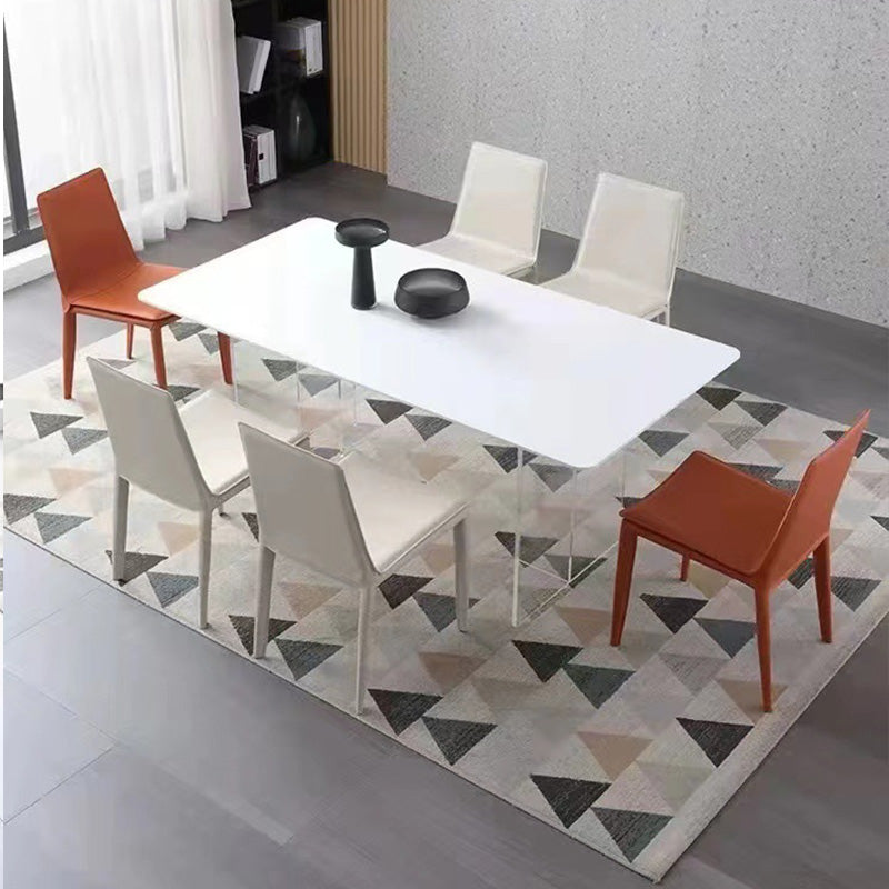 Contemporary Style Dining Chairs Armless Dining Chairs with Metal Legs for Home