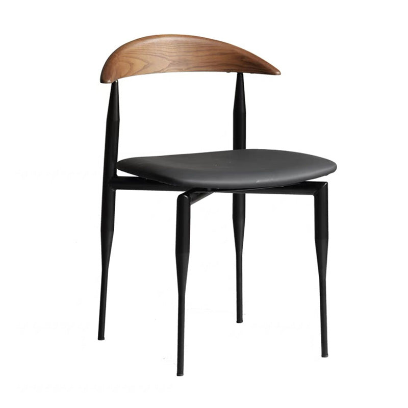 Metal Industrial Side Chair with Black Legs Metallic Finish Indoor Dining Chair