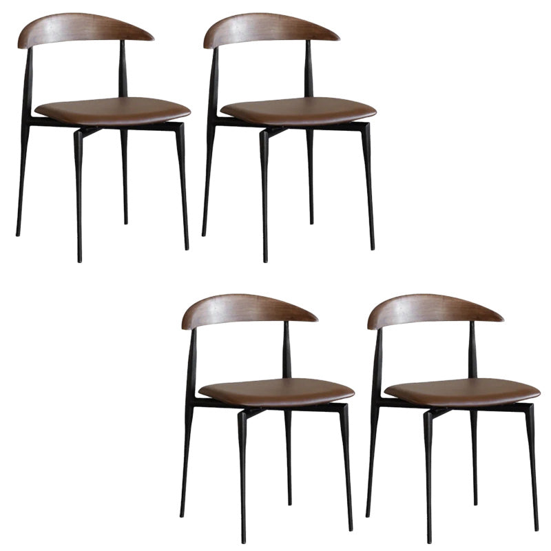 Metal Industrial Side Chair with Black Legs Metallic Finish Indoor Dining Chair