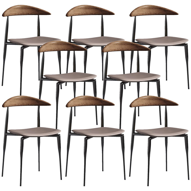 Metal Industrial Side Chair with Black Legs Metallic Finish Indoor Dining Chair