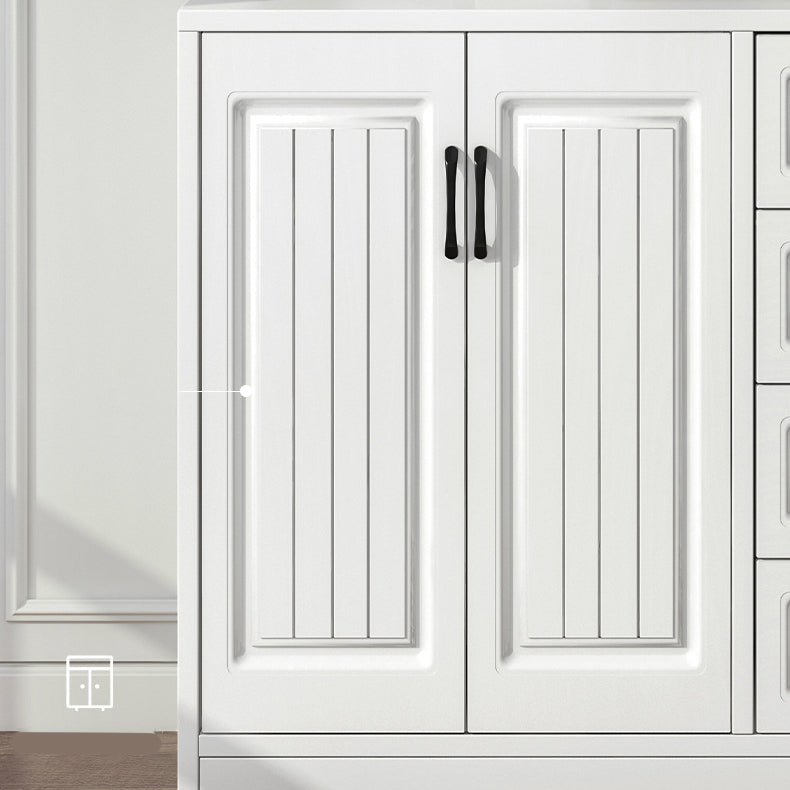 White Engineered Wood Dining Server Modern Buffet Server with Drawers