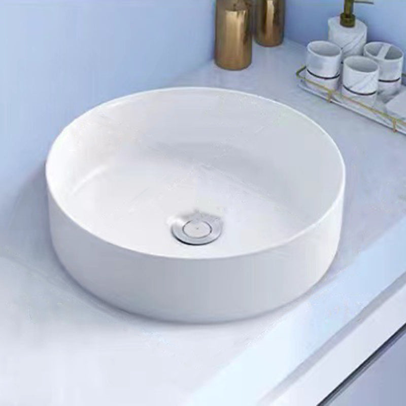 Modern Vessel Bathroom Sink Porcelain White Wash Stand for Bathroom