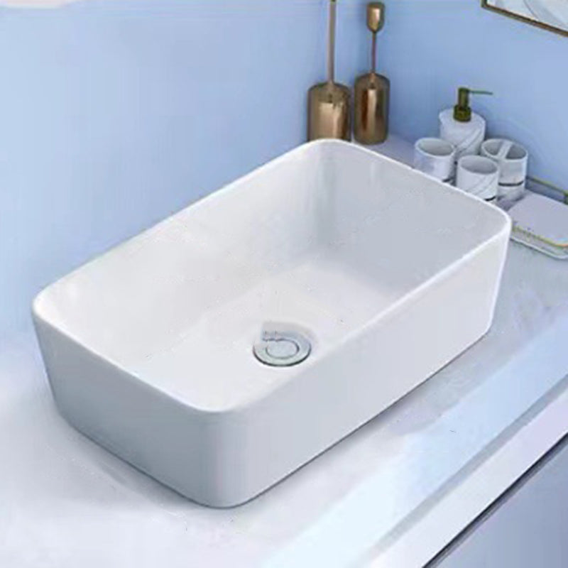 Modern Vessel Bathroom Sink Porcelain White Wash Stand for Bathroom