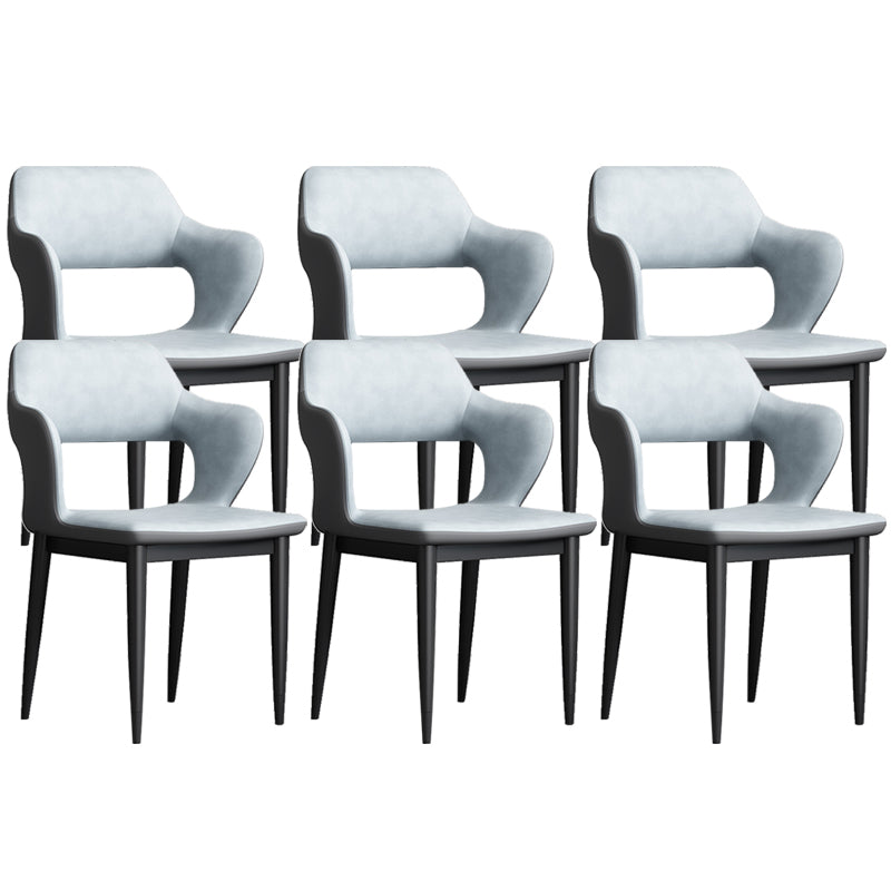 Modern Open Back Side Chair Leather Upholstered Armless Dining Chair with Metal Base
