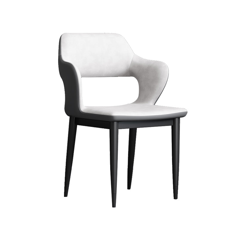Modern Open Back Side Chair Leather Upholstered Armless Dining Chair with Metal Base