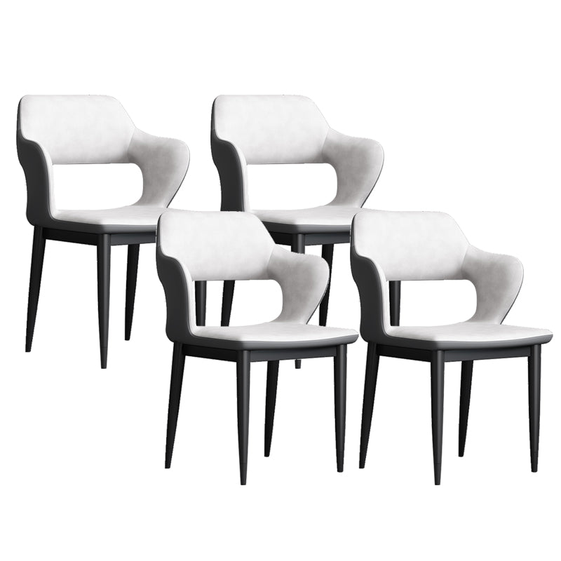 Modern Open Back Side Chair Leather Upholstered Armless Dining Chair with Metal Base