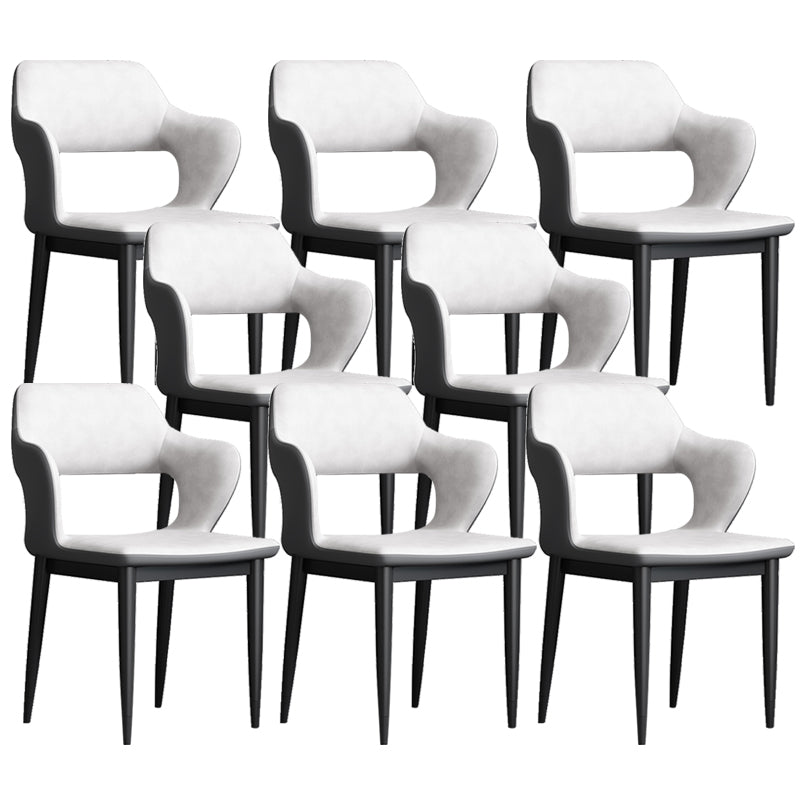 Modern Open Back Side Chair Leather Upholstered Armless Dining Chair with Metal Base