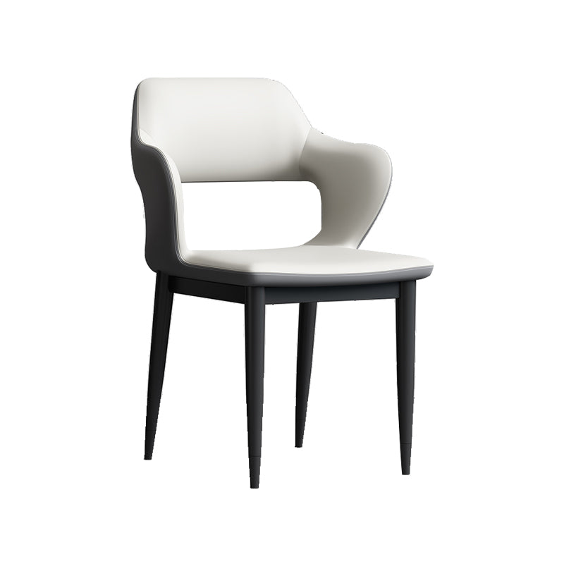 Modern Open Back Side Chair Leather Upholstered Armless Dining Chair with Metal Base