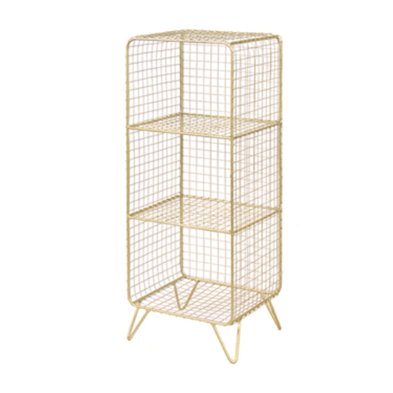11" Wide Glam Shelf Bookcase Closed Back Gold Metal Bookcase