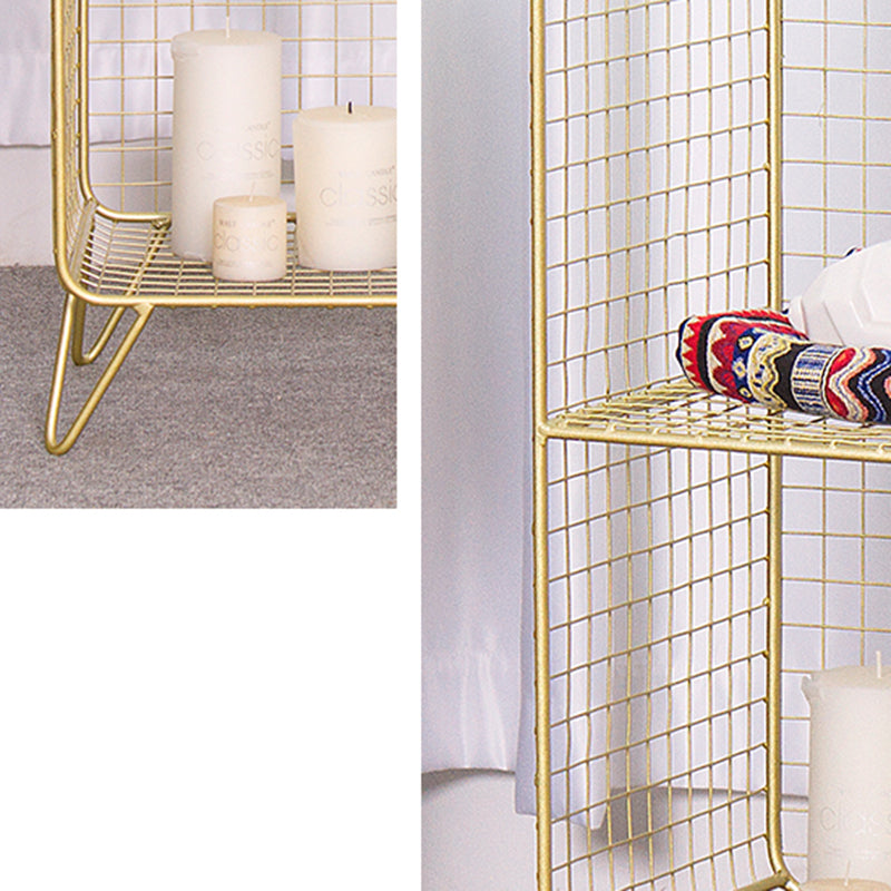 11" Wide Glam Shelf Bookcase Closed Back Gold Metal Bookcase