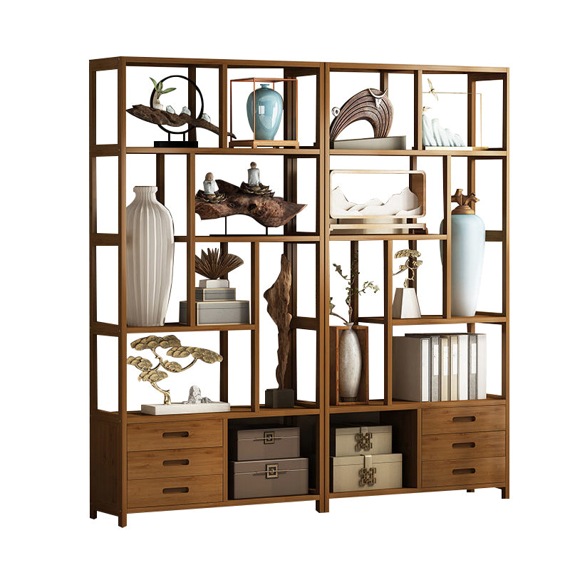 Modern Bamboo Etagere Shelf Bookcase Open Back Vertical Bookshelf for Study Room