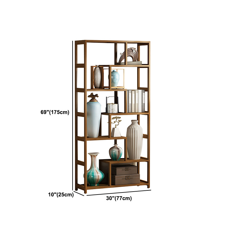 Modern Bamboo Etagere Shelf Bookcase Open Back Vertical Bookshelf for Study Room