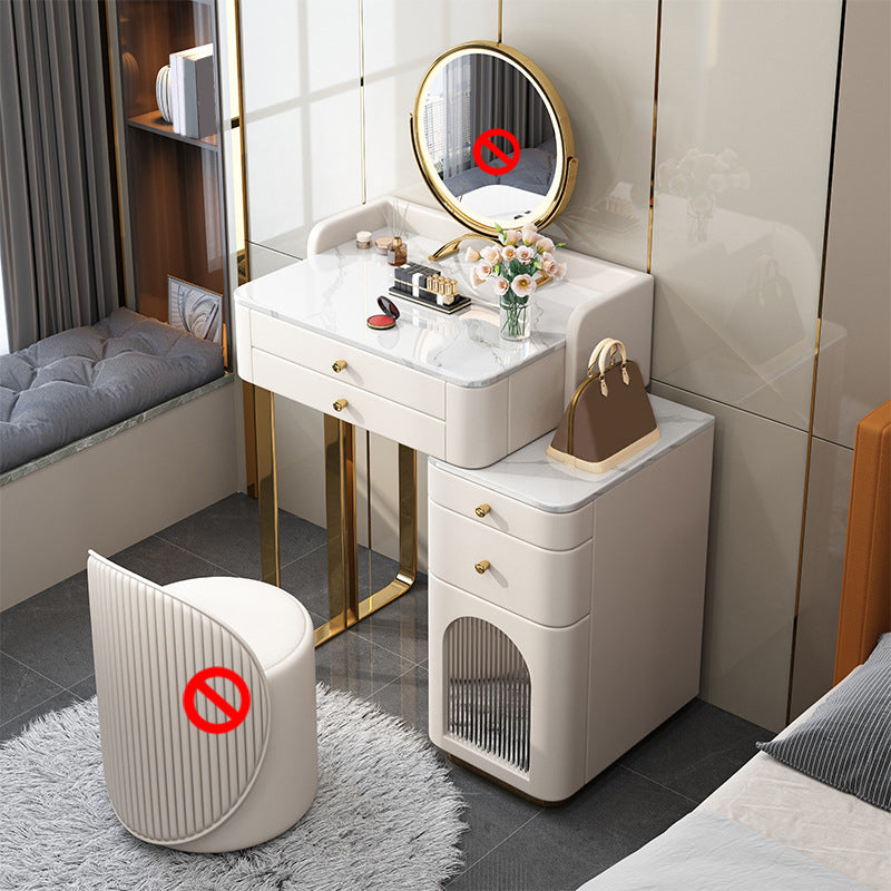 5 Storage Drawers Makeup Vanity Desk Stone Top Dressing Table