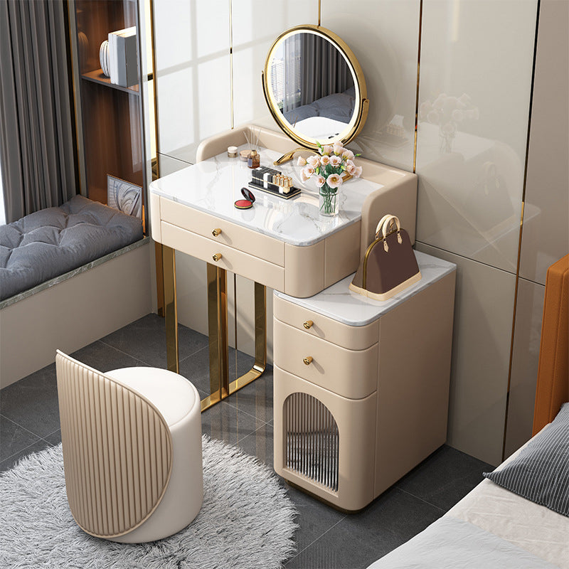 5 Storage Drawers Makeup Vanity Desk Stone Top Dressing Table
