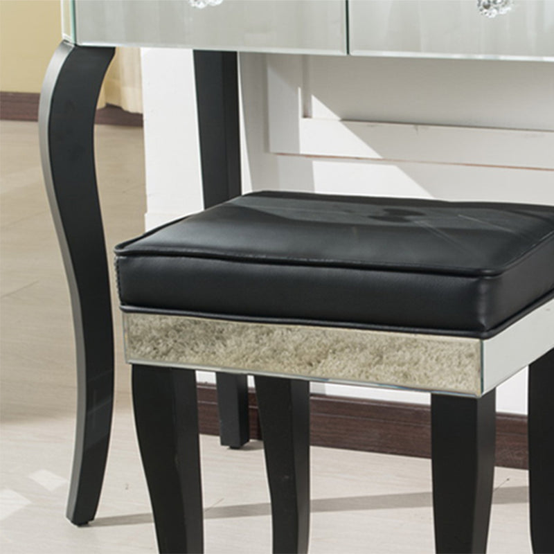 Tri-Folding Mirror Vanity Table Set 31.5" Wide 2-drawer Mirrored Vanity Desk
