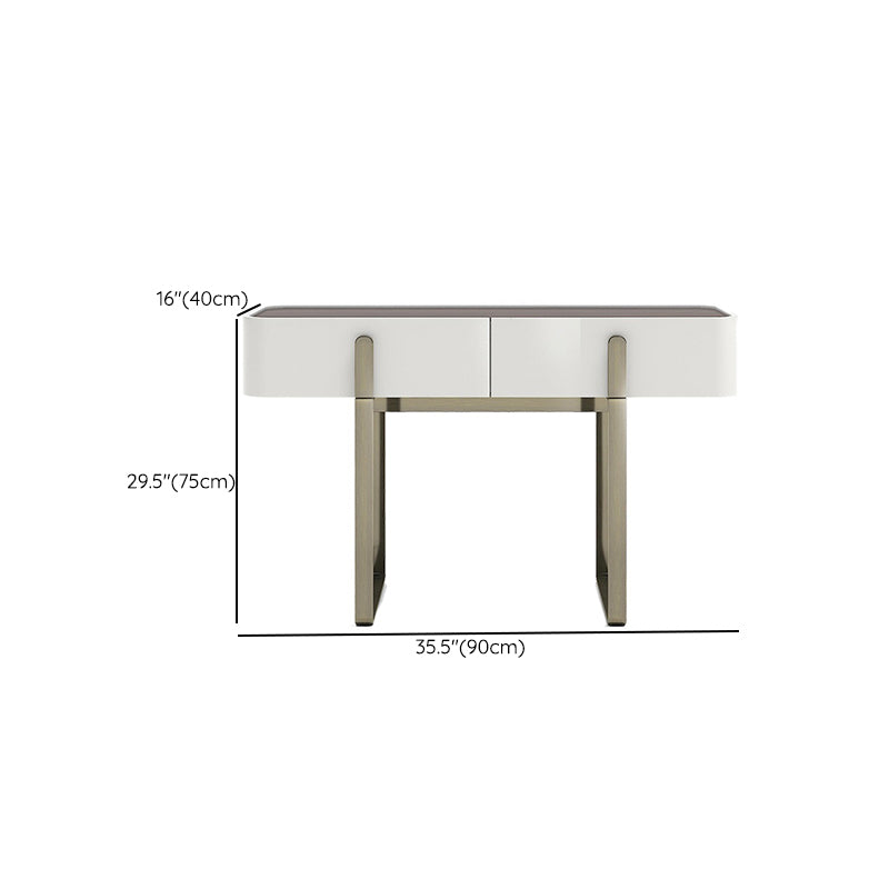 2 Storage Drawers Vanity Set with Stool Glass Top Dressing Table