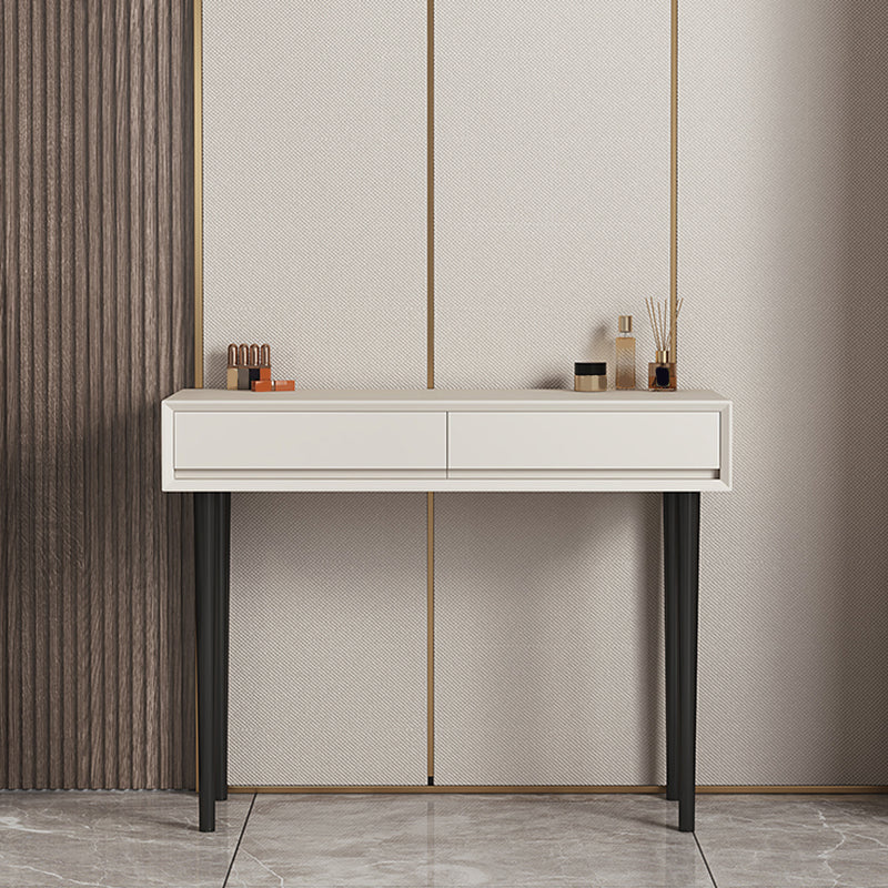 Contemporary 2-Drawer Wood Vanity Makeup Dressing Table in White with Stool