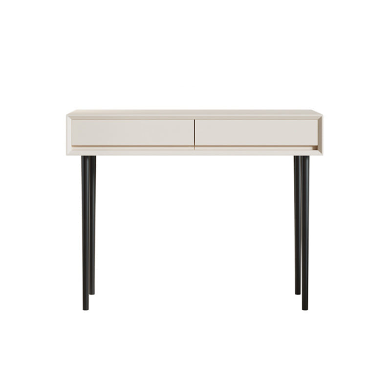 Contemporary 2-Drawer Wood Vanity Makeup Dressing Table in White with Stool