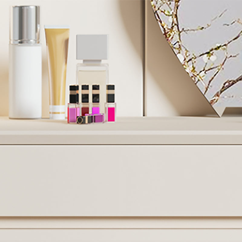 Contemporary 2-Drawer Wood Vanity Makeup Dressing Table in White with Stool