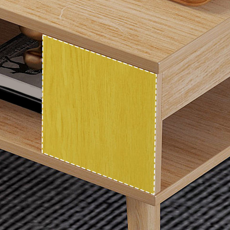 16.53"H Rectangle Wood Coffee Table 4 Legs Cocktail Table with Storage