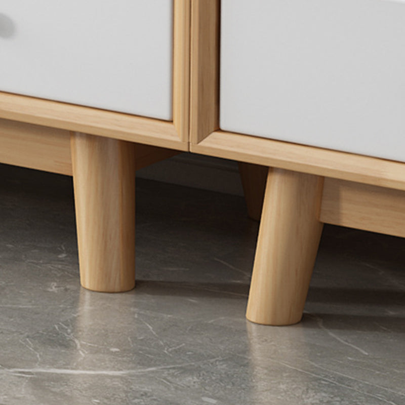 Wooden Coffee Table with 2 Drawers and 4 Wooden Legs in Brone for Living Room