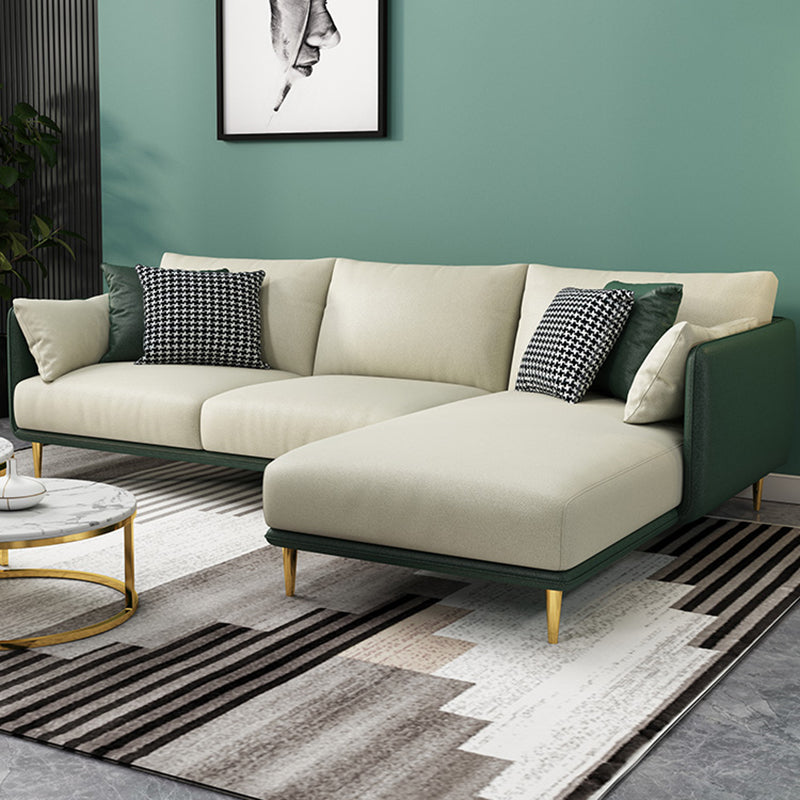 Glam Style 34.25 " H Faux Leather Square Arm Sofa & Chaise for Living Room