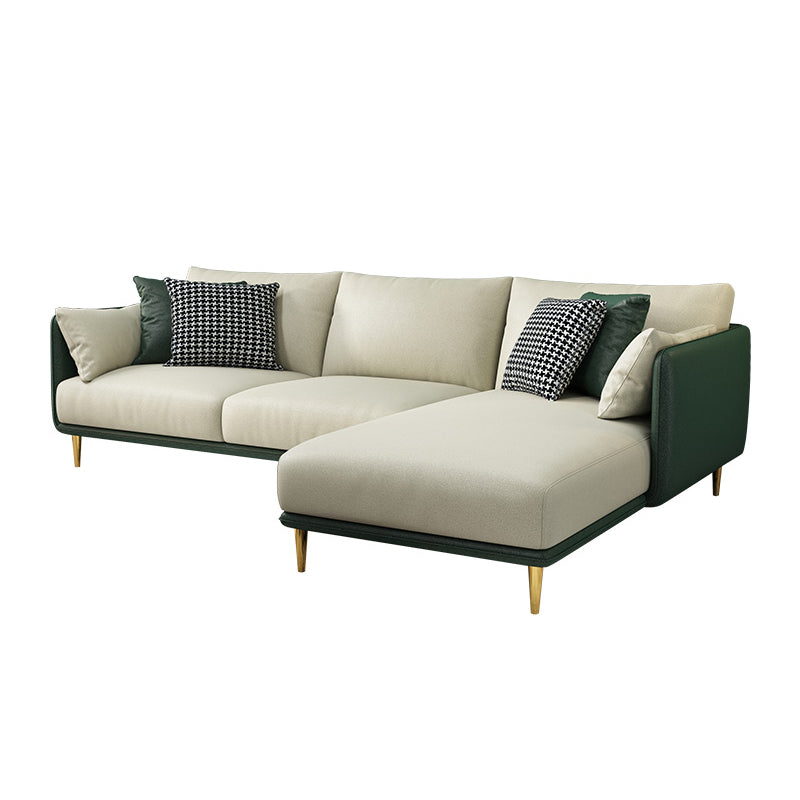 Glam Style 34.25 " H Faux Leather Square Arm Sofa & Chaise for Living Room