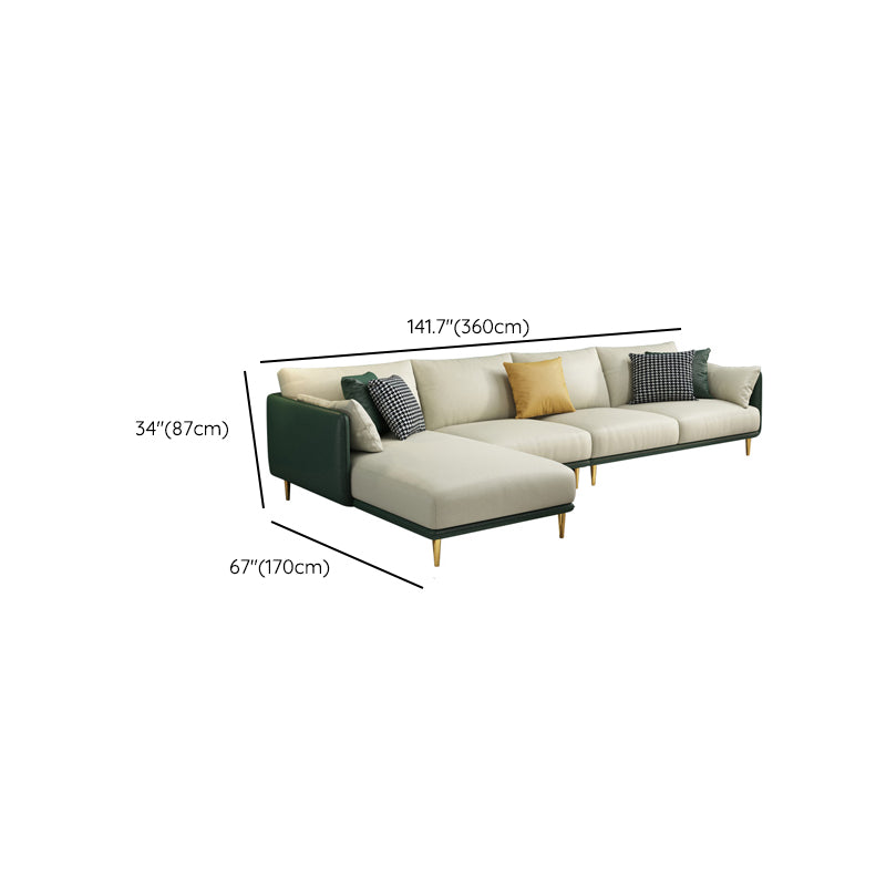 Glam Style 34.25 " H Faux Leather Square Arm Sofa & Chaise for Living Room