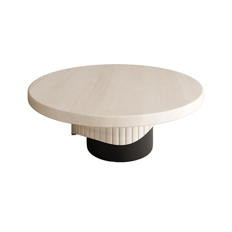 Contemporary Coffee Table Pedestal Solid Wood Round Cocktail Table