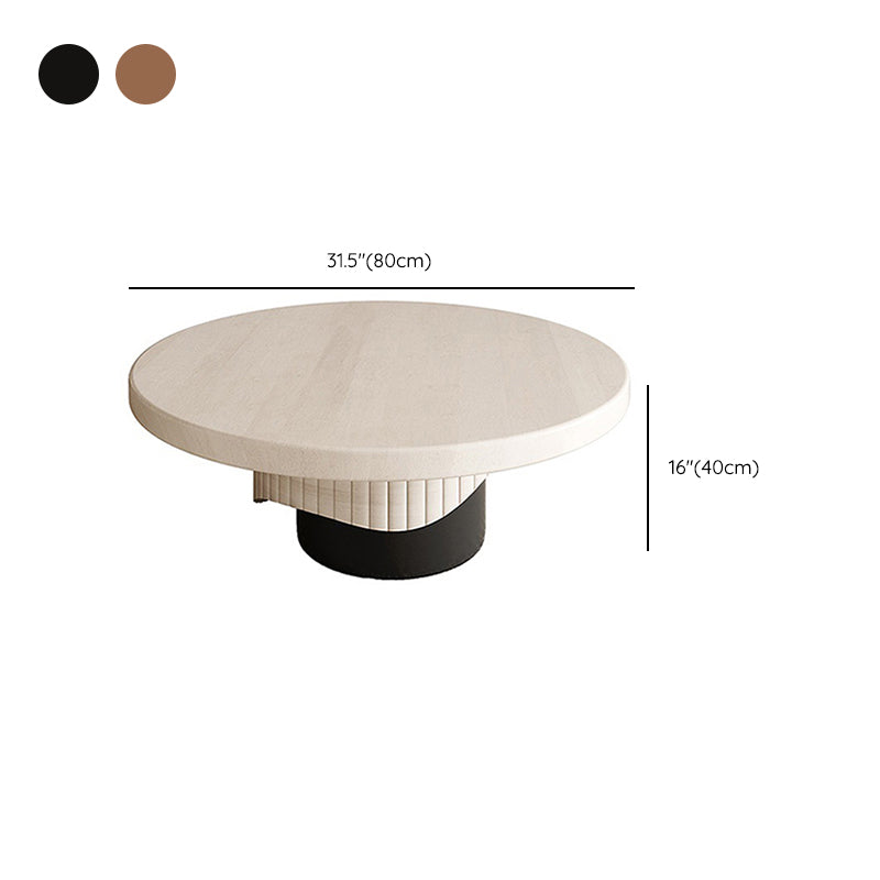 Contemporary Coffee Table Pedestal Solid Wood Round Cocktail Table