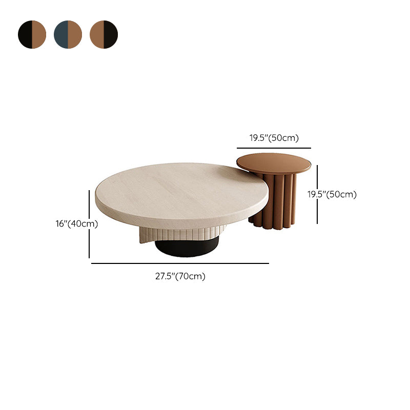 Contemporary Coffee Table Pedestal Solid Wood Round Cocktail Table