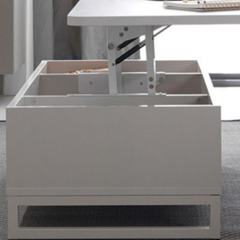 Floating Top Coffee Table with Shelf and 4 Legs Wooden Coffee Tabl