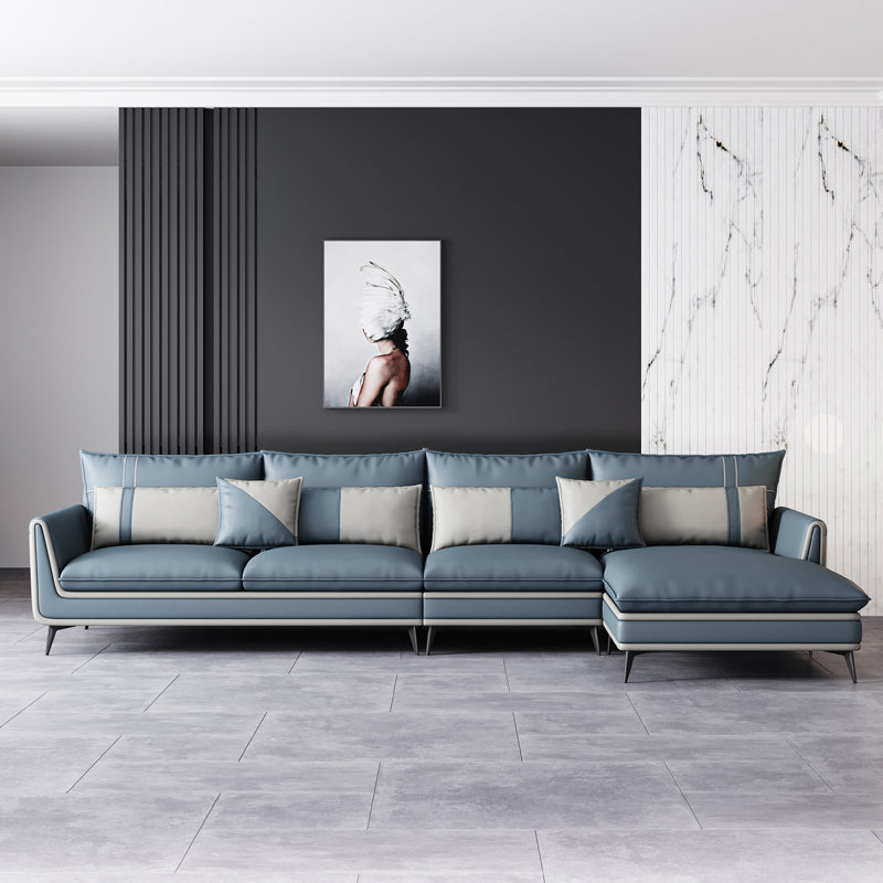 Scandinavian 35.43 " H Faux Leather Flared Arm Sofa & Chaise F