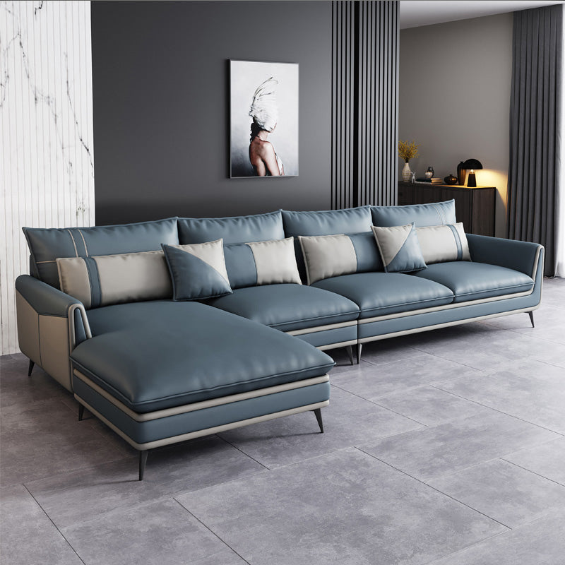 Scandinavian 35.43 " H Faux Leather Flared Arm Sofa & Chaise F