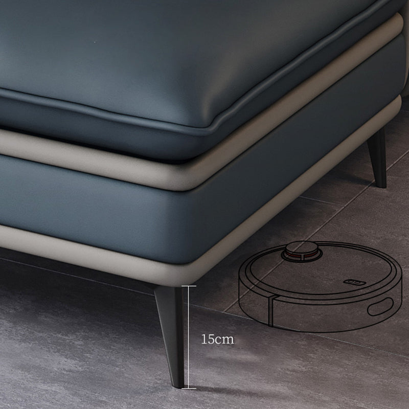 Scandinavian 35.43 " H Faux Leather Flared Arm Sofa & Chaise F