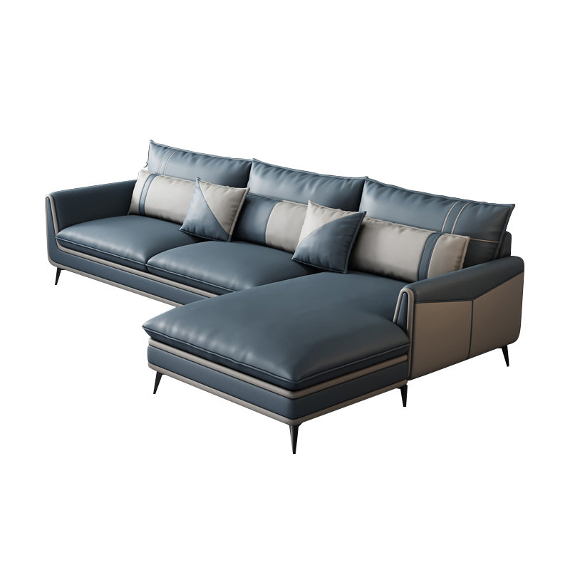 Scandinavian 35.43 " H Faux Leather Flared Arm Sofa & Chaise F