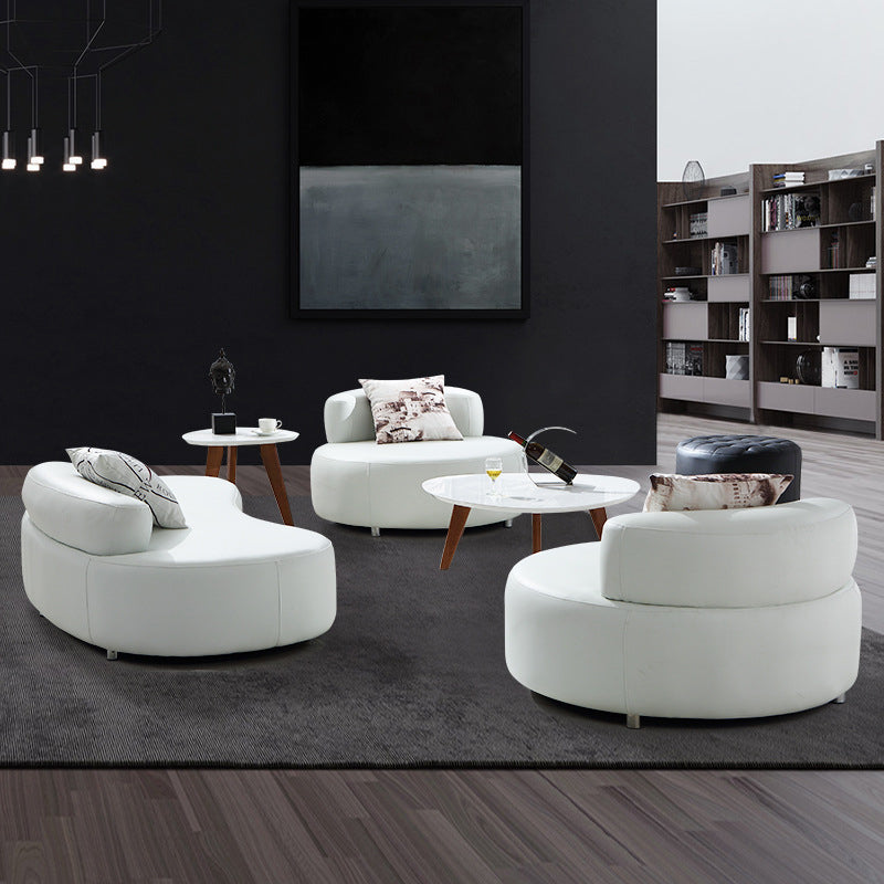 Contemporary Leather Sofa Tight Back Armless Settee for Living Room