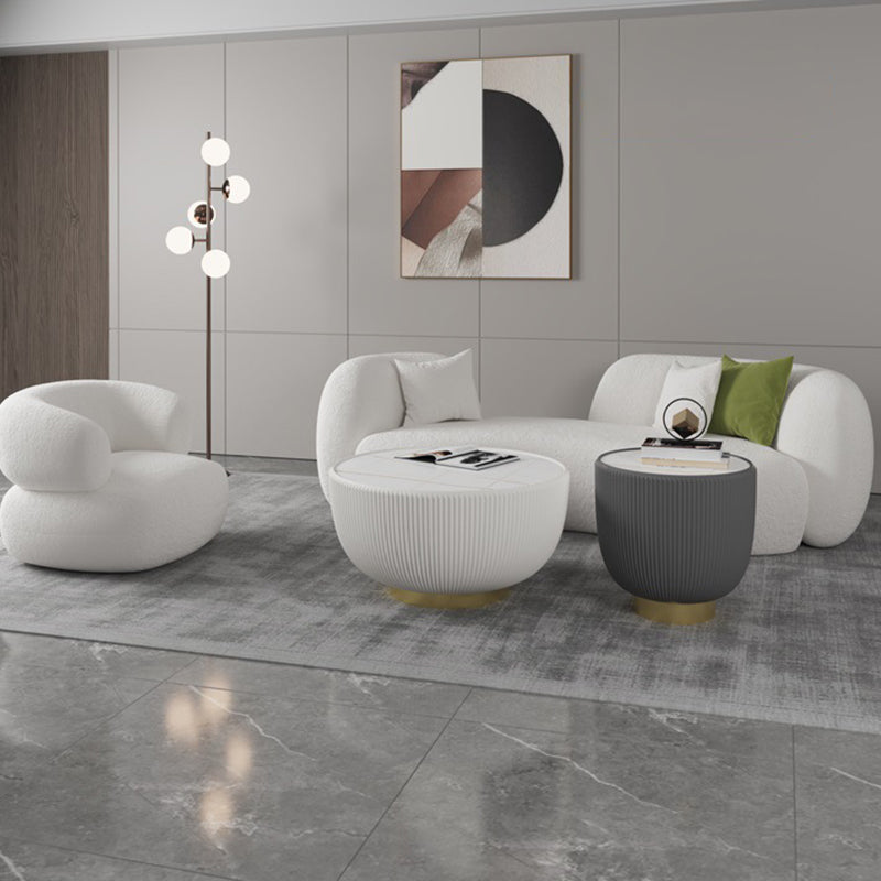 Contemporary Tuxedo Arm Curved Sofa Tight Back in Grey/White