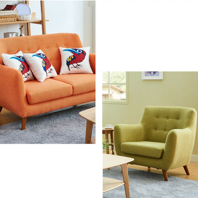 Contemporary Tight Back  Fabric Settee Square Arm Standard Sofa