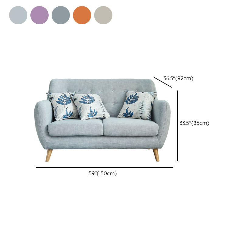 Contemporary Tight Back  Fabric Settee Square Arm Standard Sofa