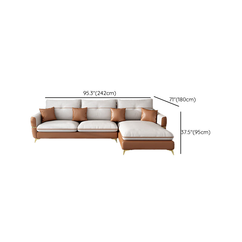 Scandinavian 37.4 " H Faux Leather Flared Arm Sofa & Chaise for Living Room