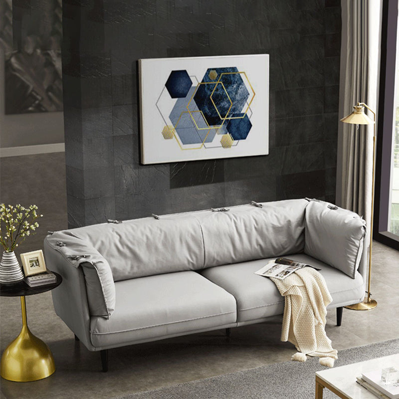 Modern Faux Leather Standard Settee Tuxedo Arm Sofa for Living Room